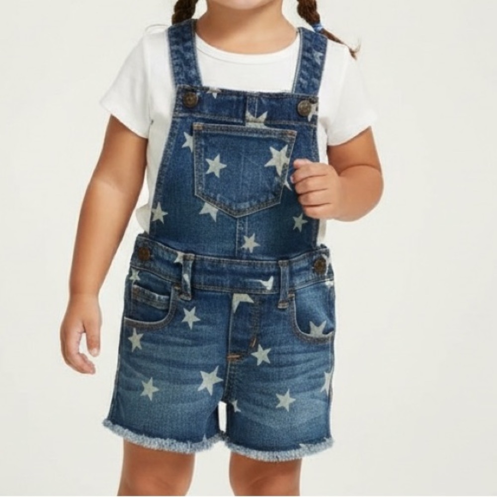 OLD NAVY Star Print Patriotic USA Shortalls Overalls Blue Shorts